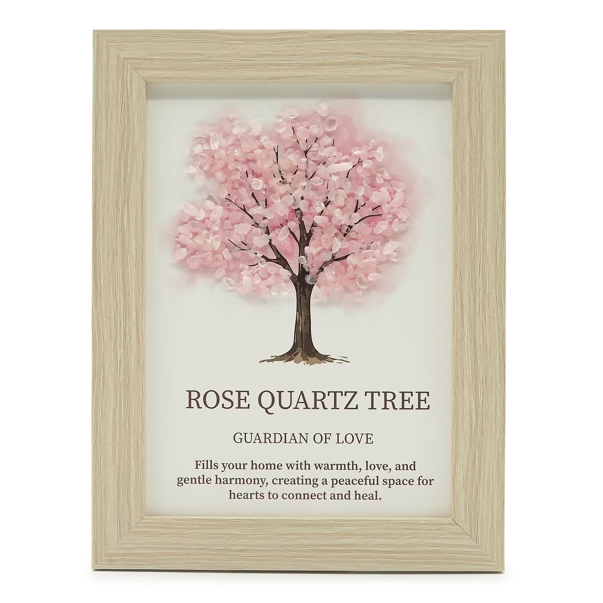 ROSE QUART - TREE OF LIFE FRAMED GEMSTONE PICTURE