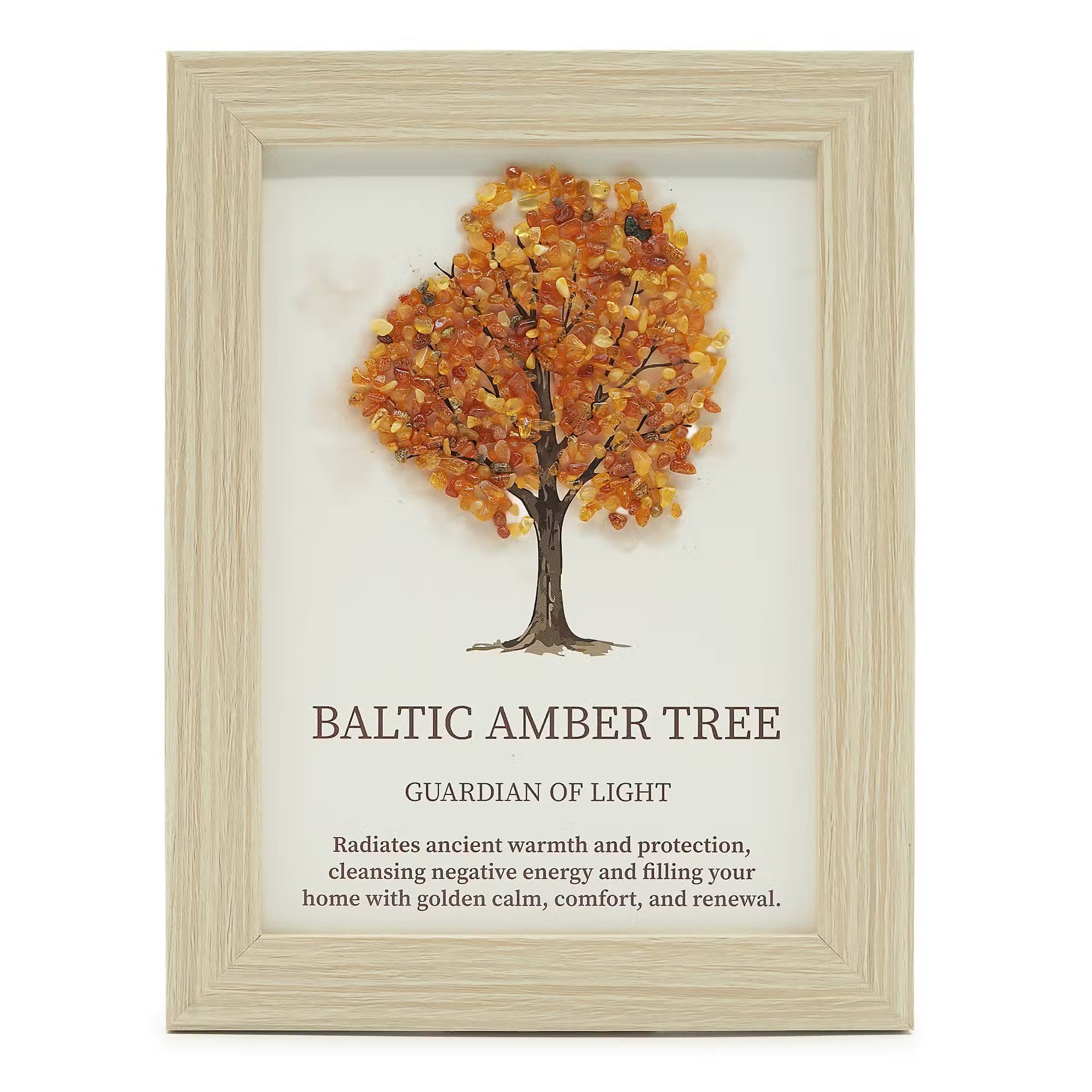BALTIC AMBER - TREE OF LIFE FRAMED GEMSTONE PICTURE