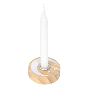 Natural Wooden Mystical Moon, Spell Candle Holder