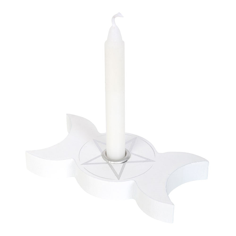 White Triple Moon Candle Holder