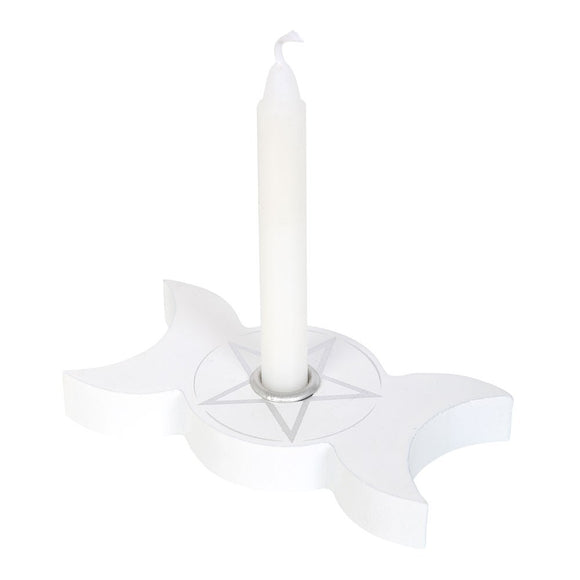 White Triple Moon Candle Holder