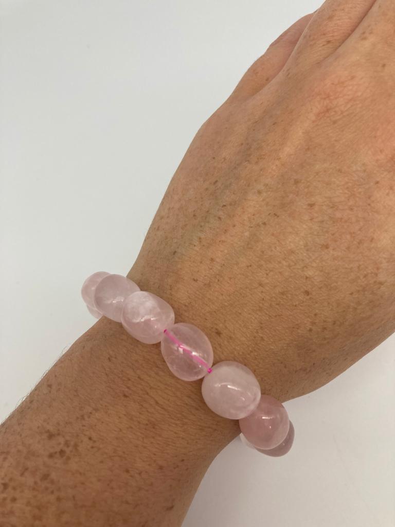 Rose Quartz Large Nugget Bead Bracelet