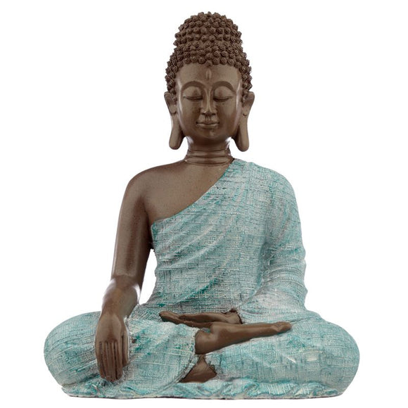 Large Thai Buddha, Brown, White and Turquoise - Love