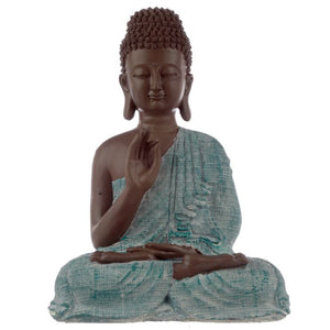 Large Thai Buddha Brown, White and Turquoise - Enlightenment