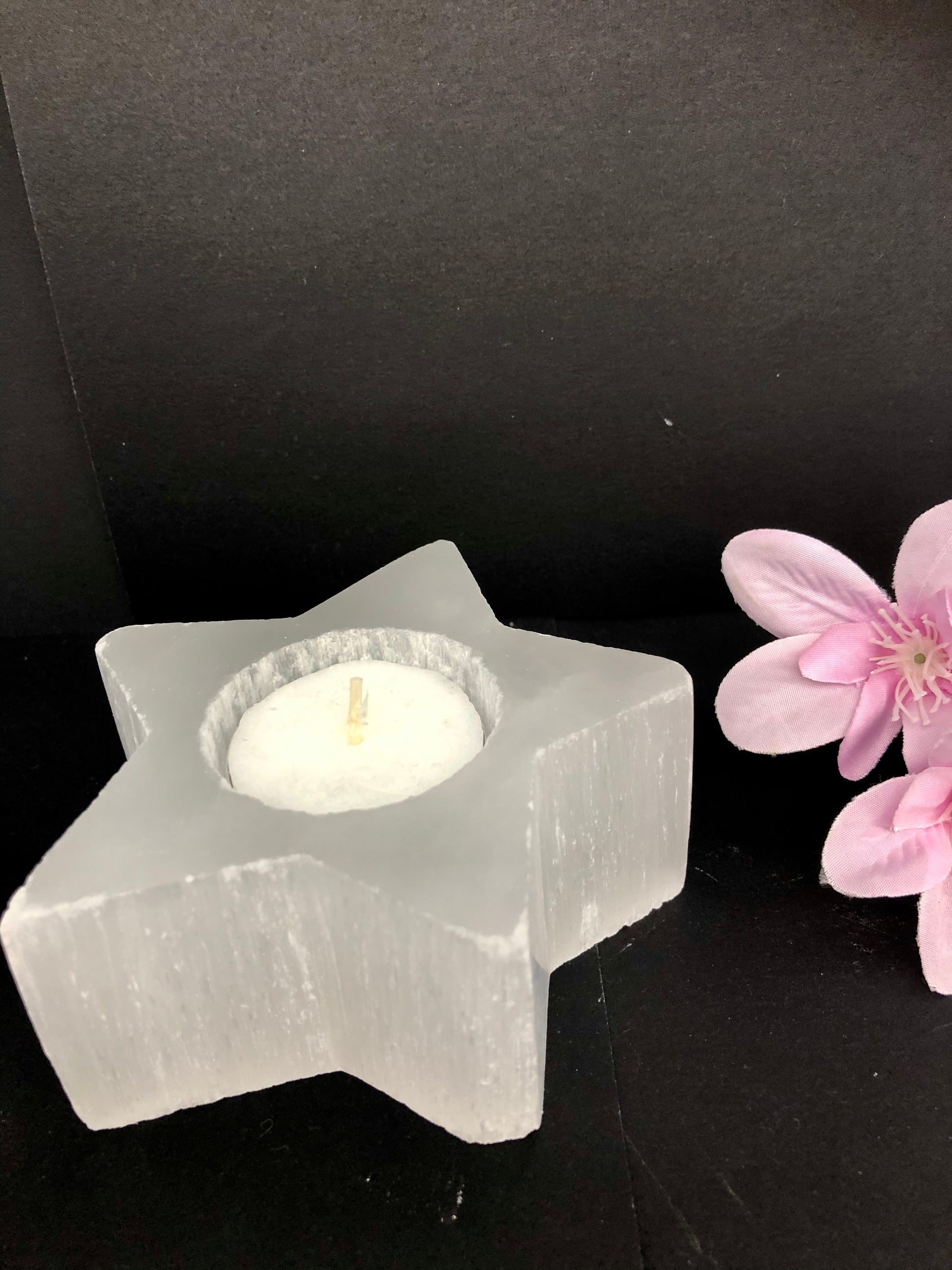 Selenite Crystal Star Candle Holder