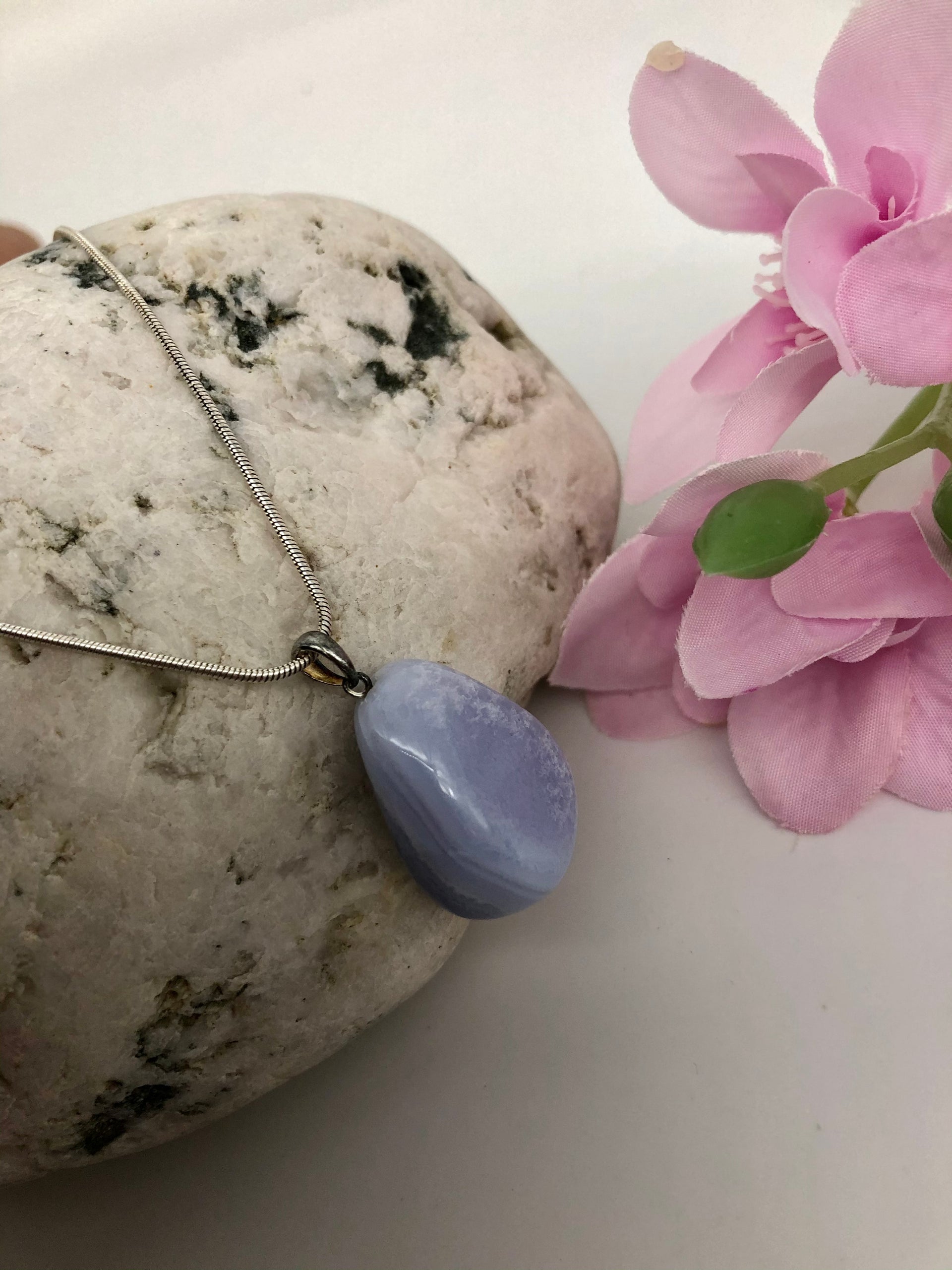 Blue Lace Agate Nugget  Pendant