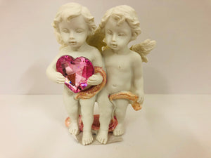 Pink Heart Cherubs Figurine