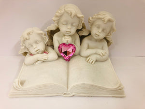 Pink Heart Cherubs Figurine Book