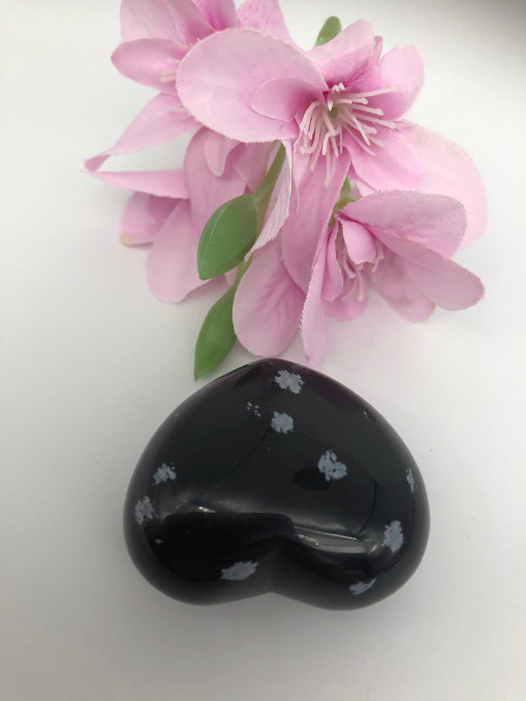 Snow Flake Obsidan Heart