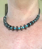 Hematite and Turquoise Coloured Bead Necklace